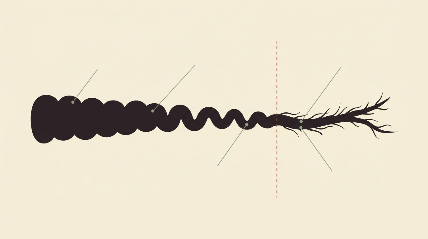 Diagram of a hair strand with the break line marked