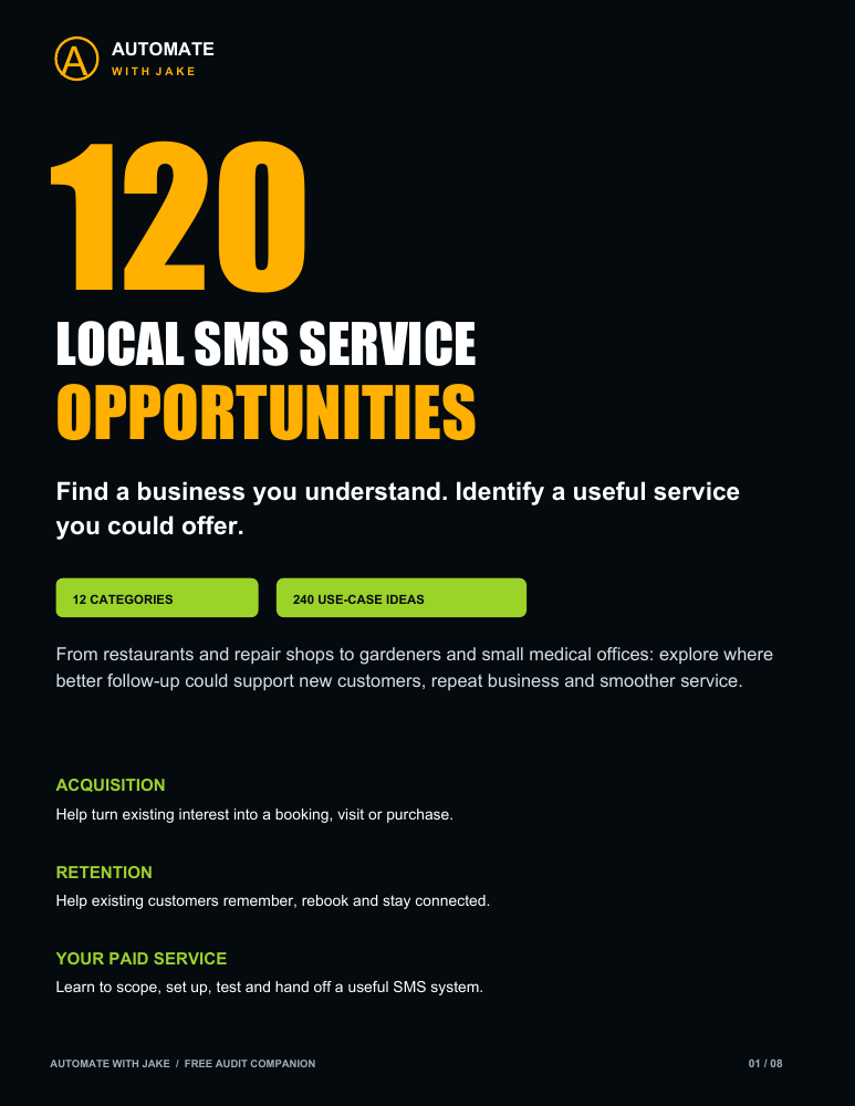 120 Local SMS Service Opportunities - free 8-page business guide