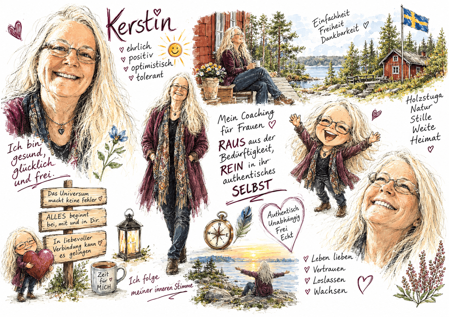 Kerstin Krauser-Felsch – ett collage med porträtt och bilder från Skandinavien