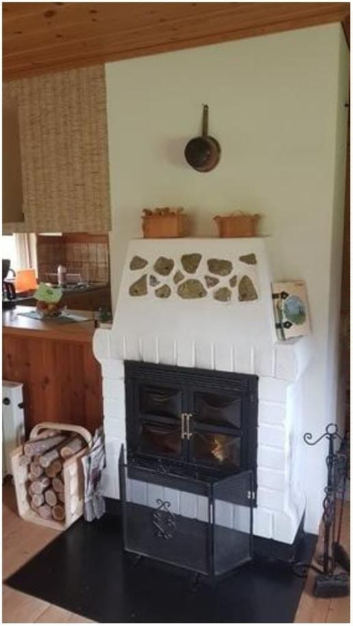White wood-burning stove