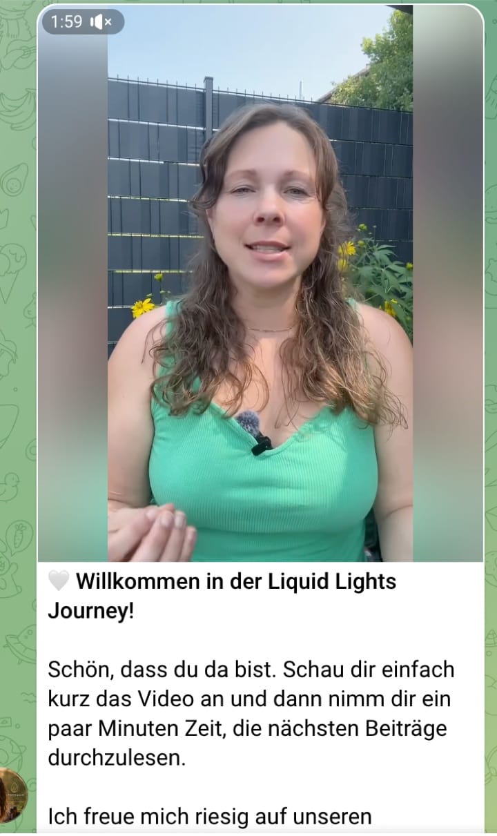 Willkommensnachricht von Sabrina in der Journey-Gruppe