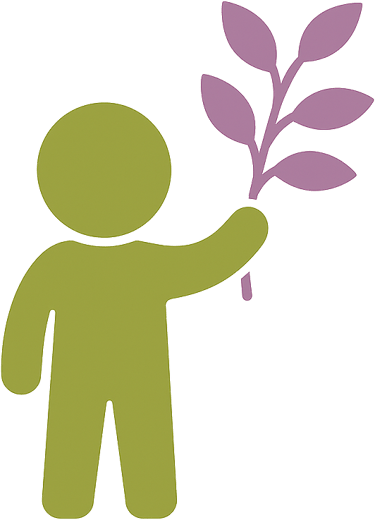 Illustration of a child holding a branch