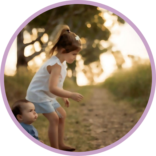 Jess and her children on a path outdoors