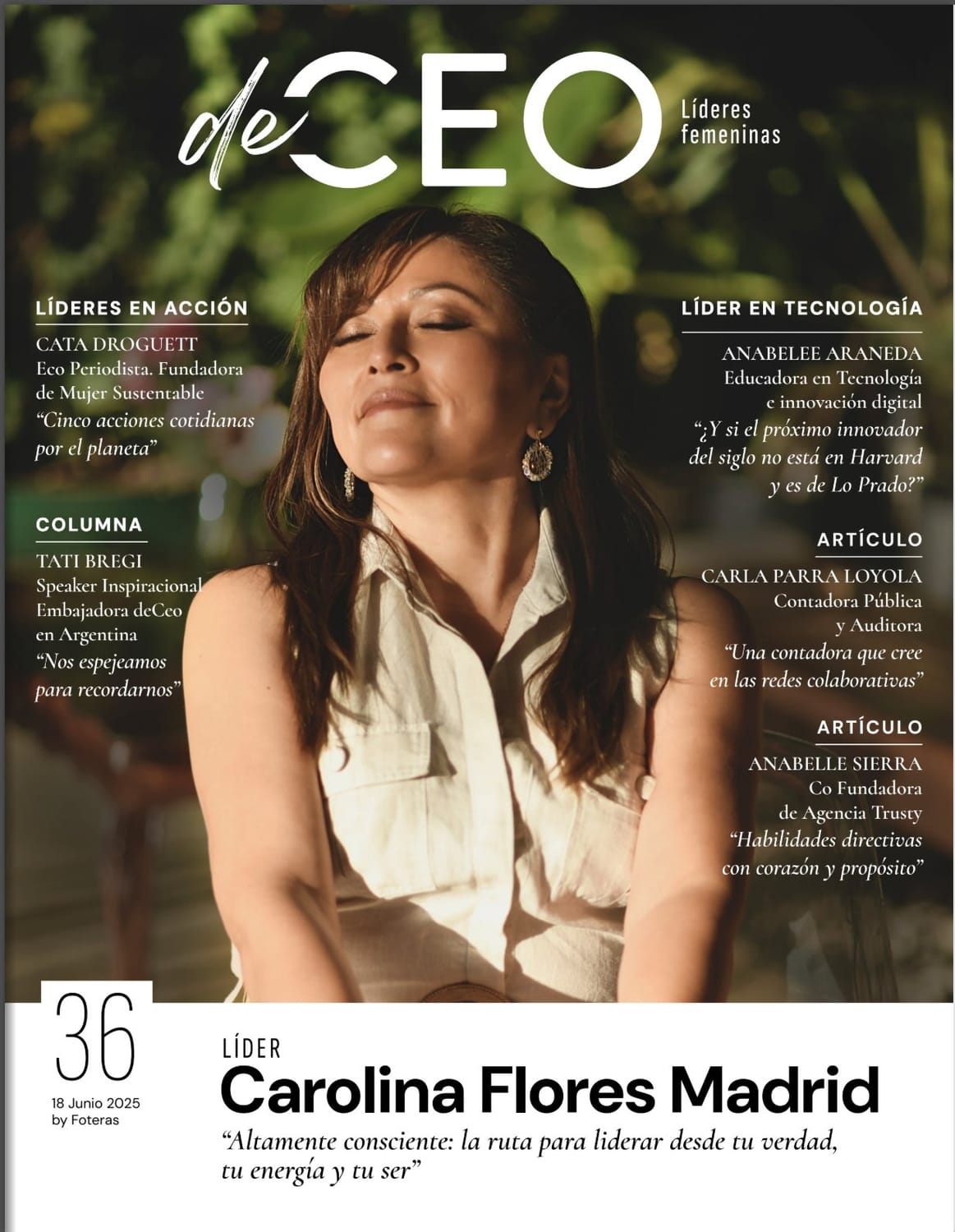 Portada de Revista deCEO, edición 36, con Carolina Flores Madrid