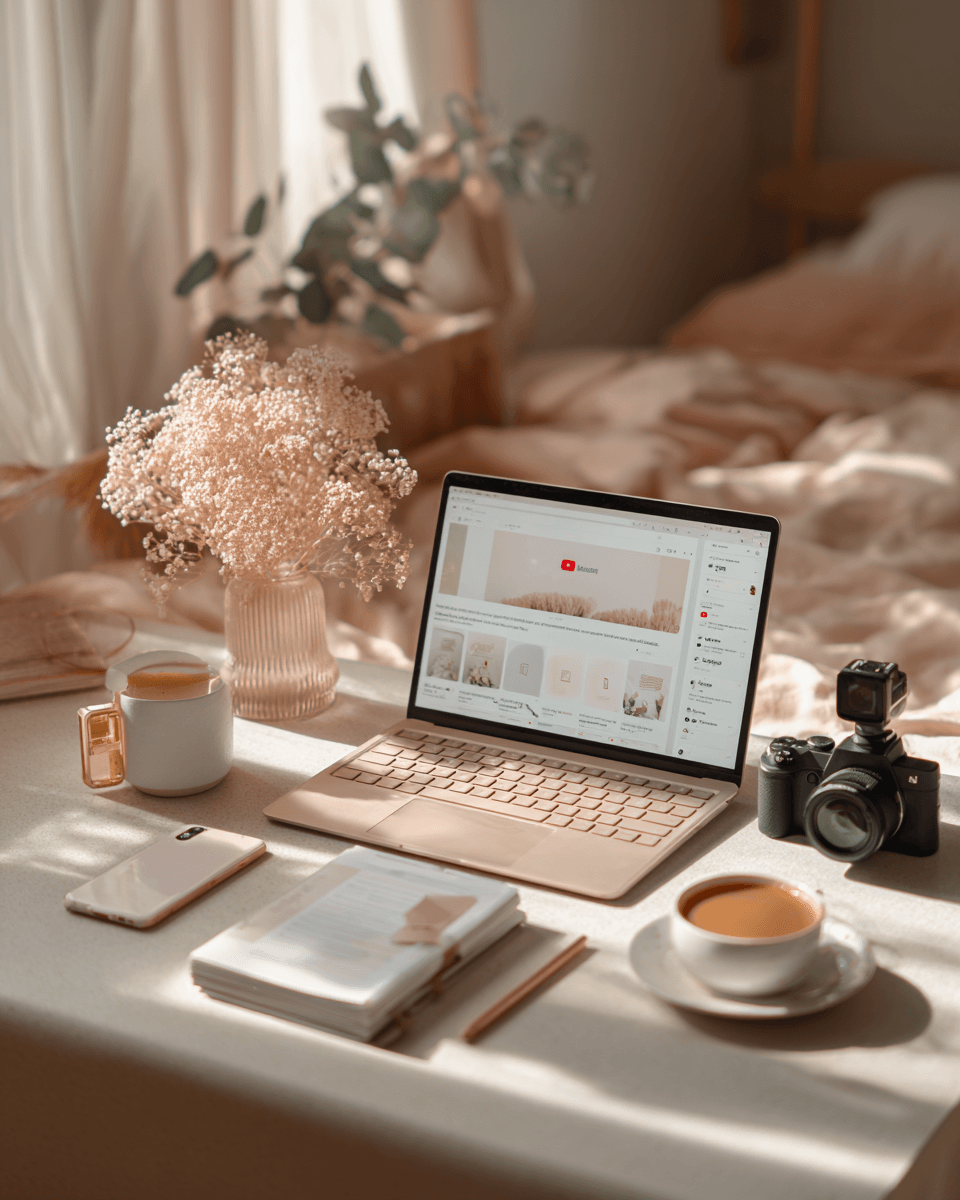Femme entrepreneure dans un bureau doux avec ordinateur portable