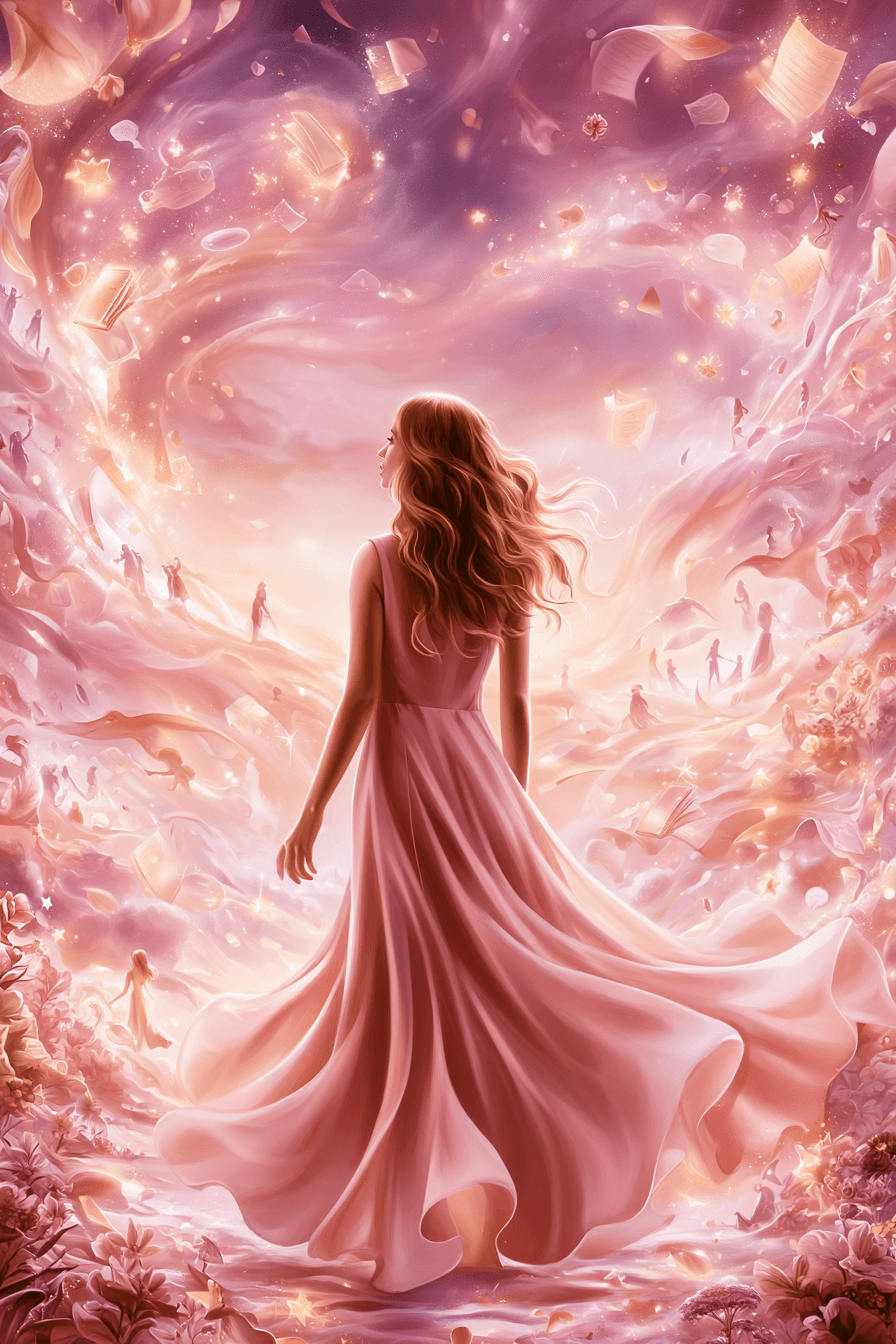 Femme entrepreneure dans un univers doux et inspirant