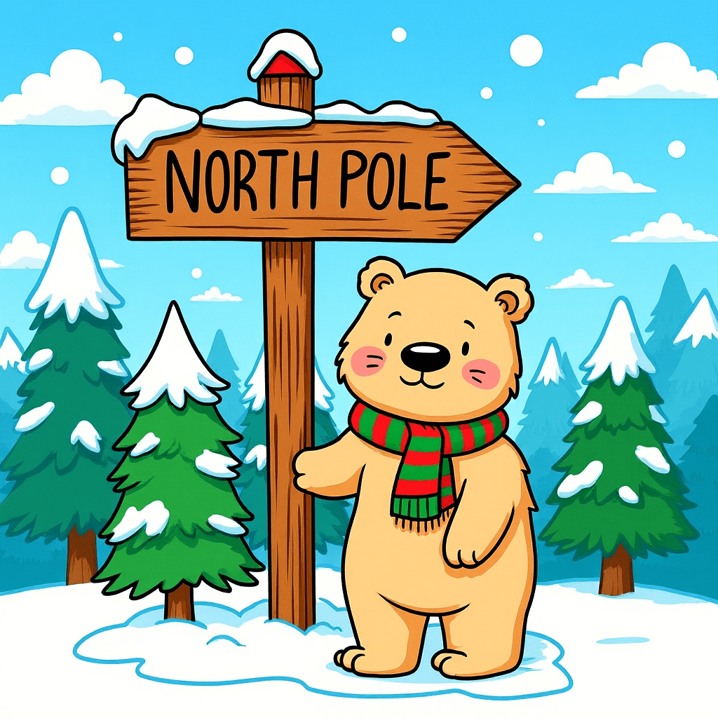 North Pole winter coloring illustration by Diane Vandu