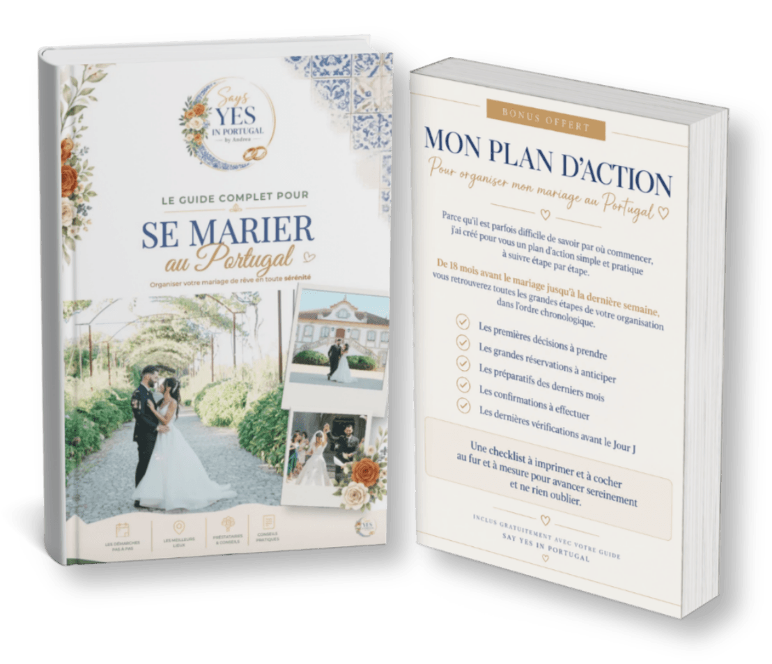 elegant book cover mockup, wedding guide, Portugal coastline