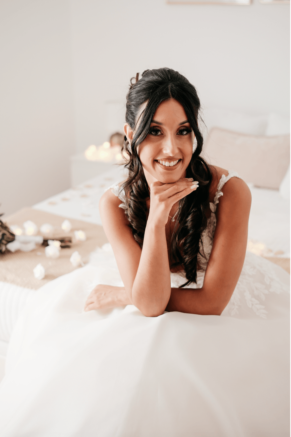bride portrait ocean view Portugal sunset