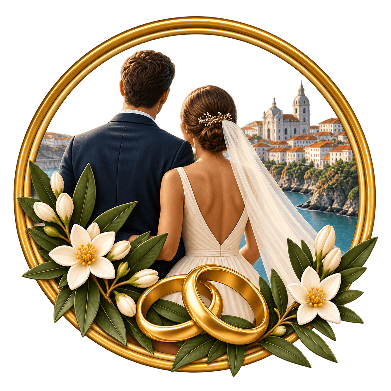 wedding ceremony arch ocean Portugal