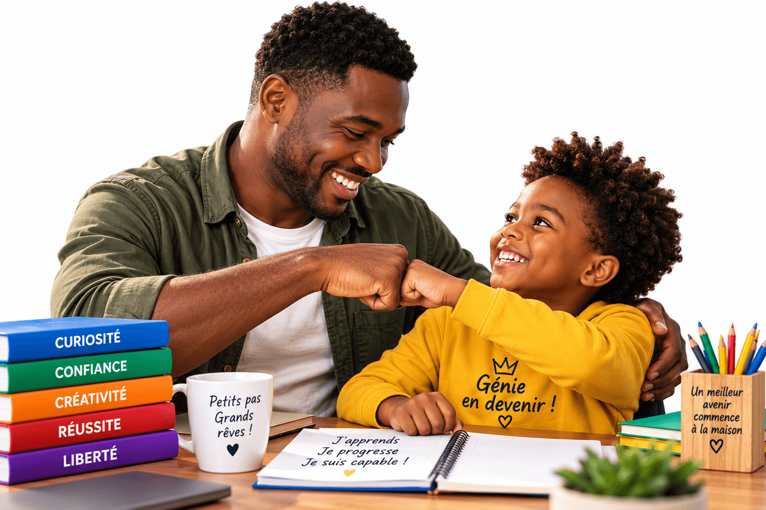 Un parent accompagne son enfant avec encouragement et confiance