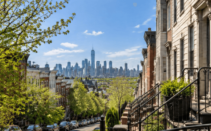 Jersey City Heights neighborhood with New York City skyline view
