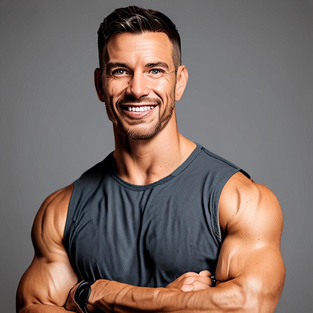 confident male fitness coach portrait, athletic, professional