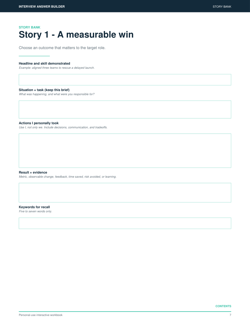 Actual interior workbook preview showing structured preparation prompts