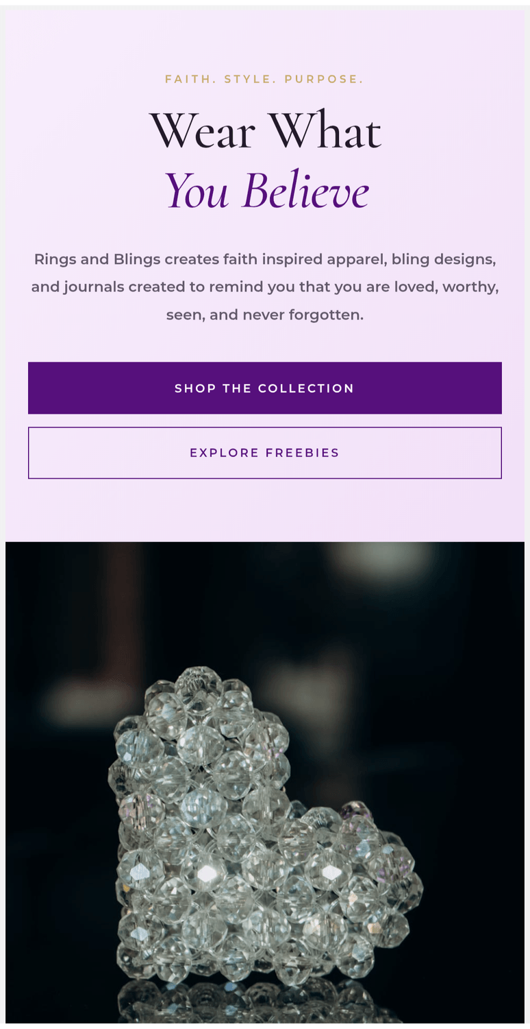 Rings and Blings Mobile Website