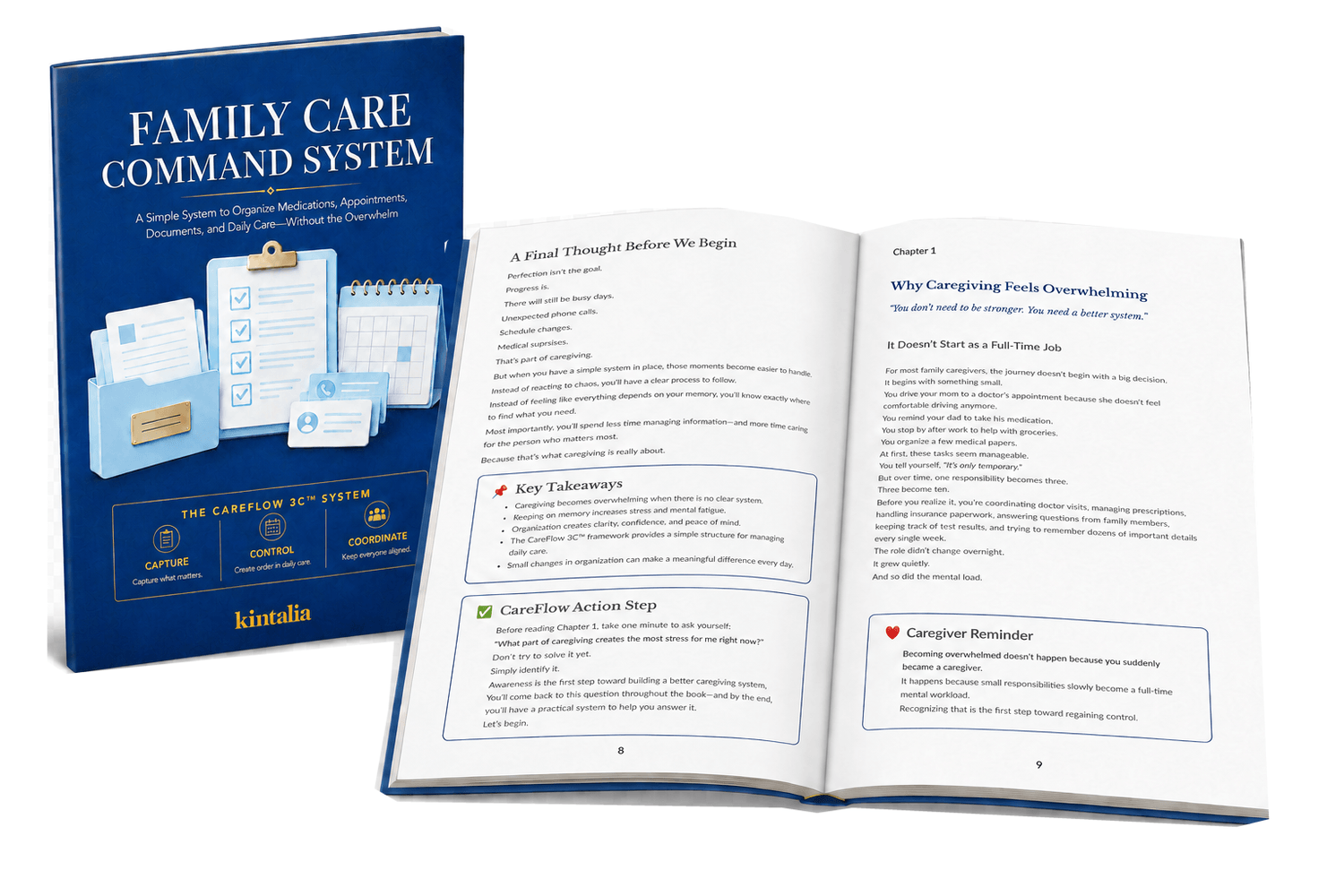 Family Care Command System book and interior pages