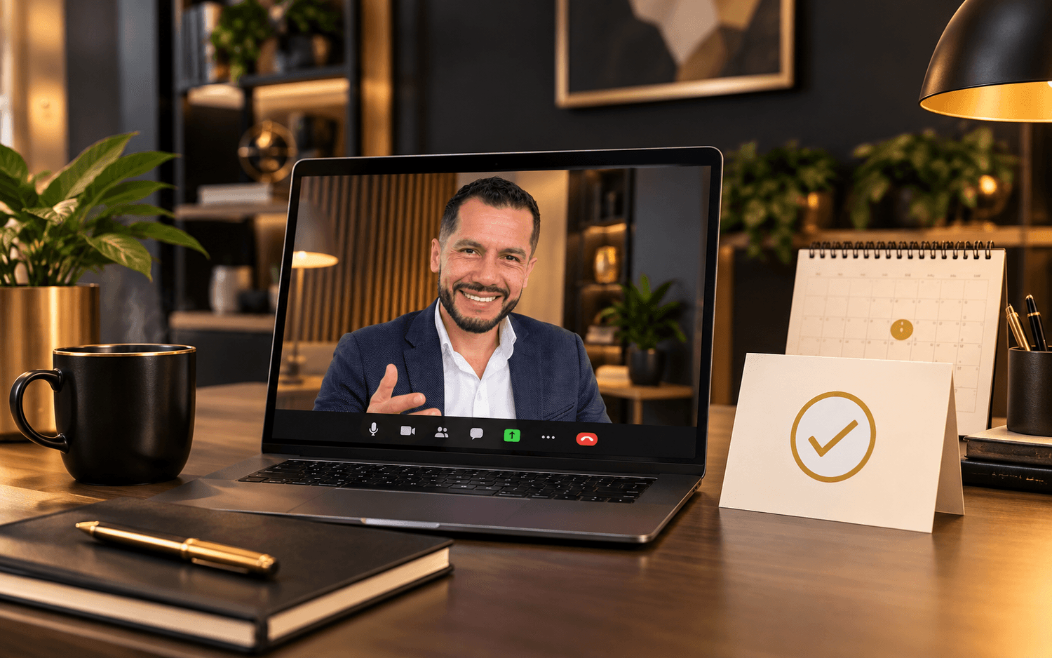 premium webinar confirmation laptop black gold sales training