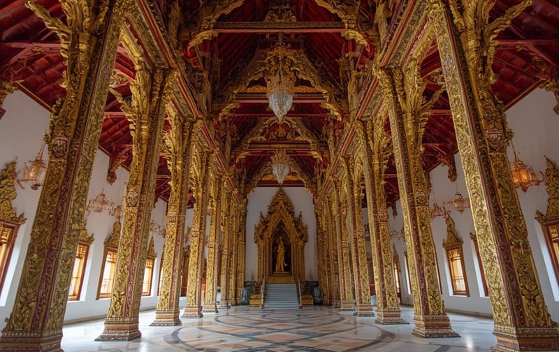ornate Thai temple interior