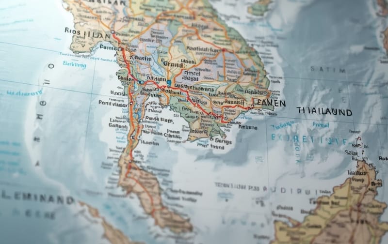 Thailand route map travel