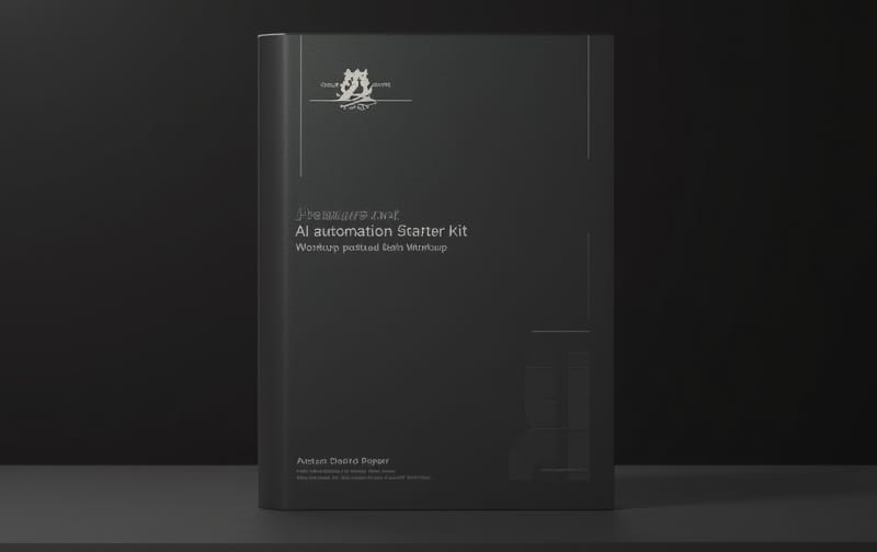 premium dark AI automation starter kit workbook mockup