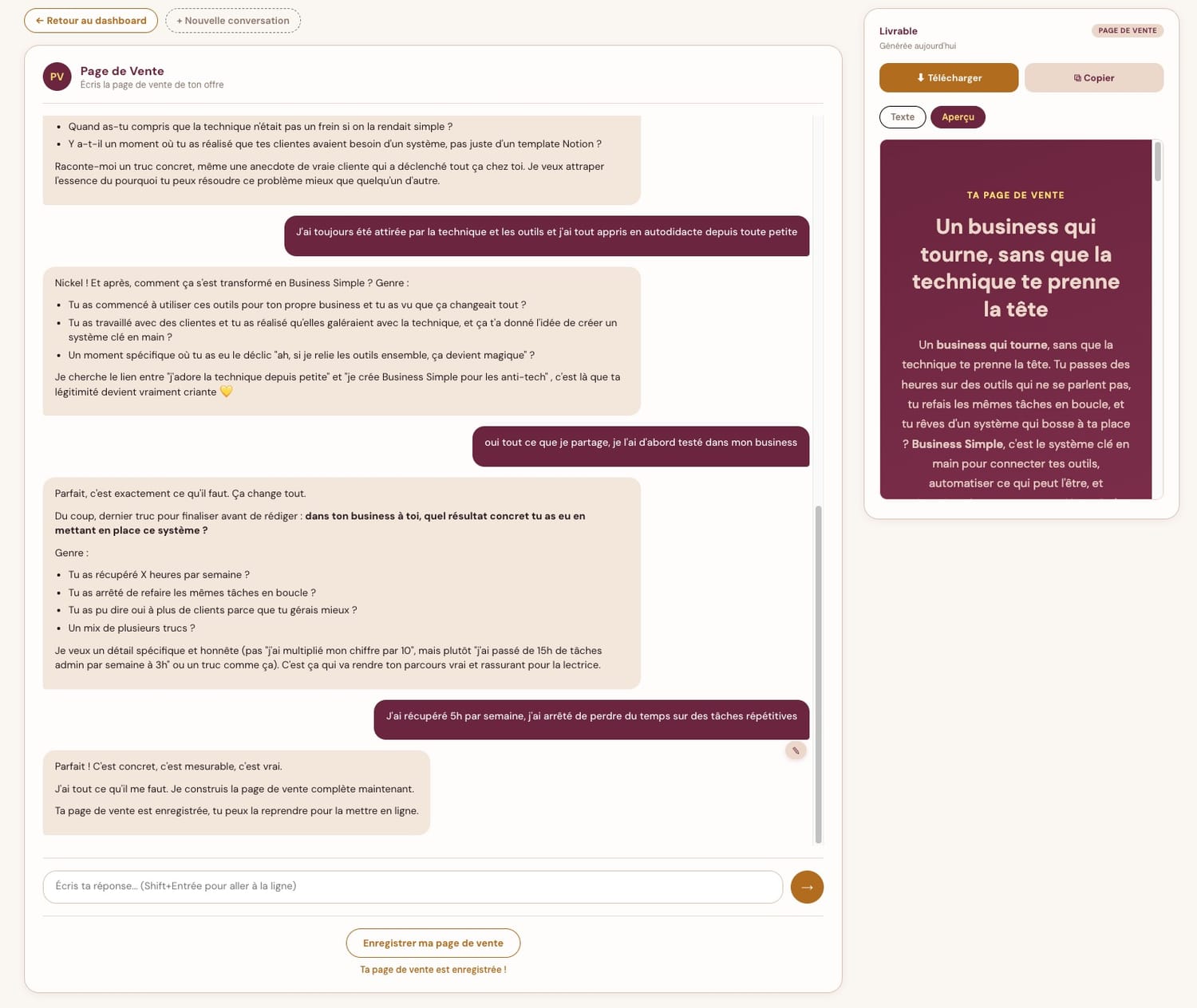 Agent Page de Vente