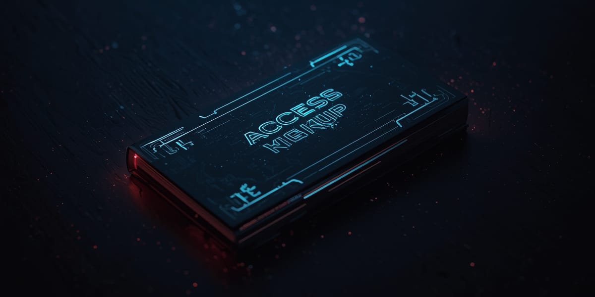 dark futuristic digital book access pass mockup neon cyberpunk literary