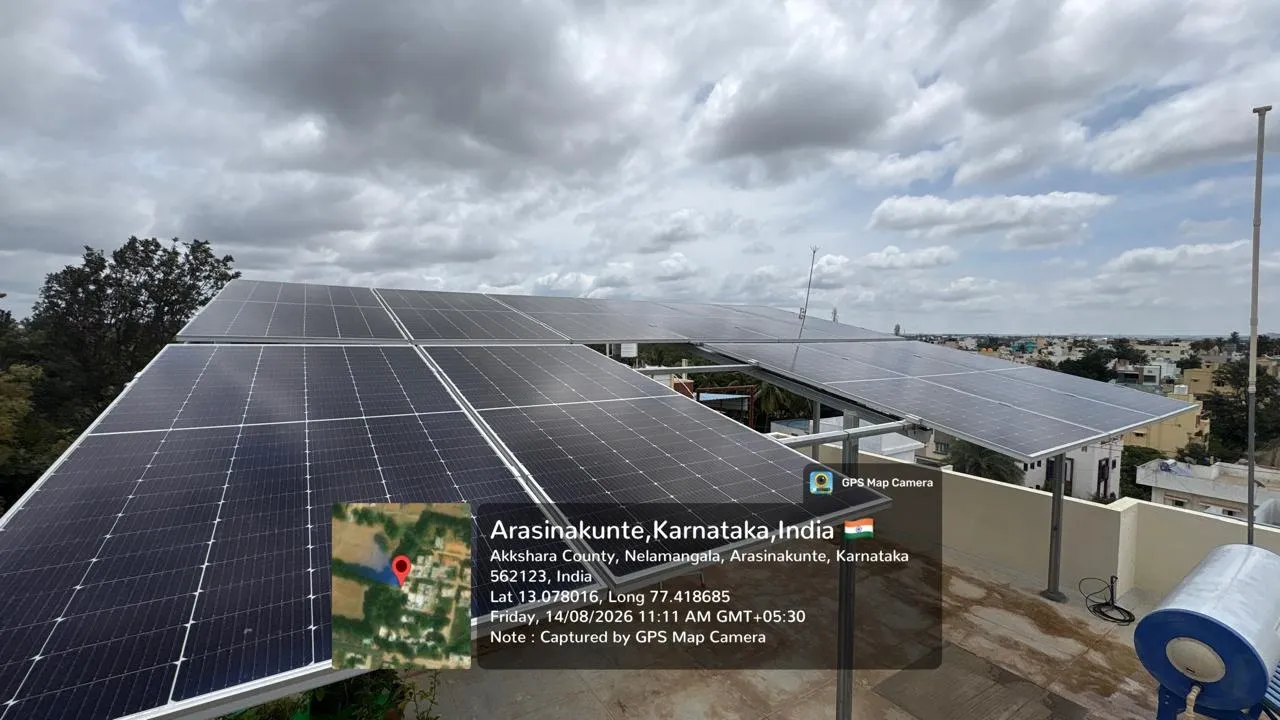 Solar Rooftop Installation Done in Bangalore by SNS Suntrix Pvt Ltd an authorized channel partner of Tata Power Solaroof