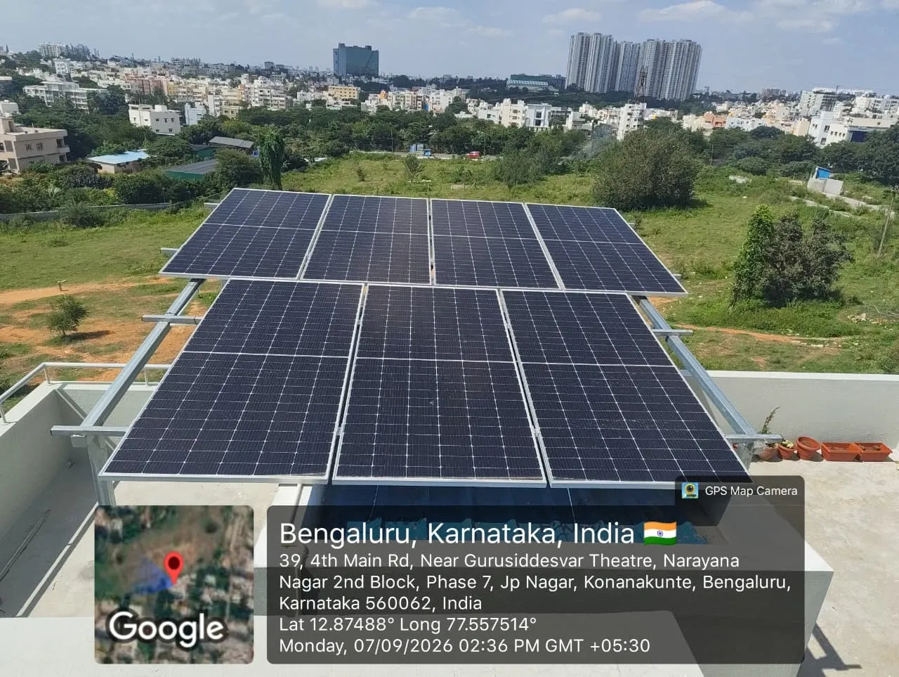 Solar Rooftop Installation Done in Bangalore by SNS Suntrix Pvt Ltd an authorized channel partner of Tata Power Solaroof