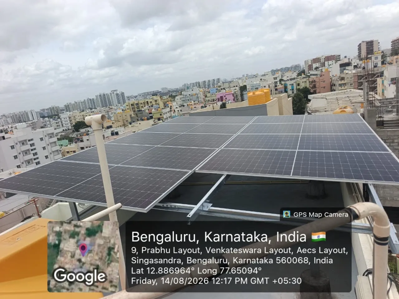 Solar Rooftop Installation Done in Bangalore by SNS Suntrix Pvt Ltd an authorized channel partner of Tata Power Solaroof