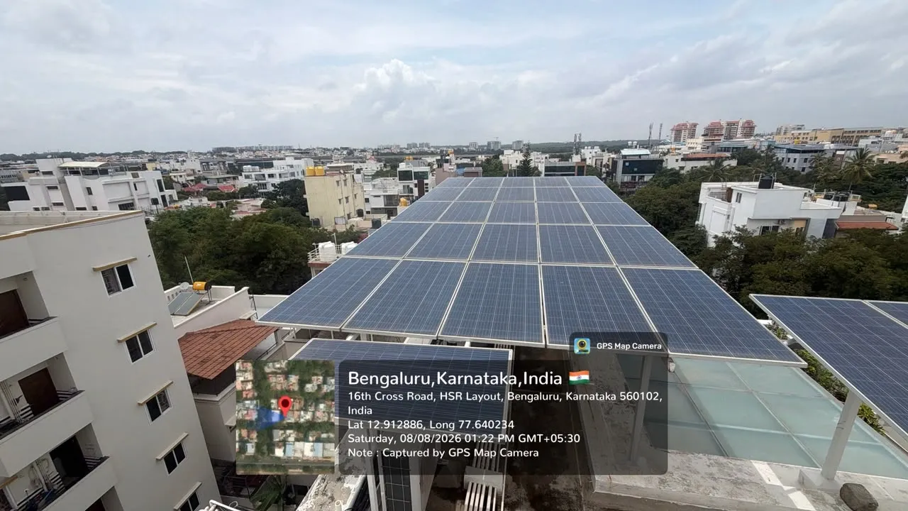 Solar Rooftop Installation Done in Bangalore by SNS Suntrix Pvt Ltd an authorized channel partner of Tata Power Solaroof