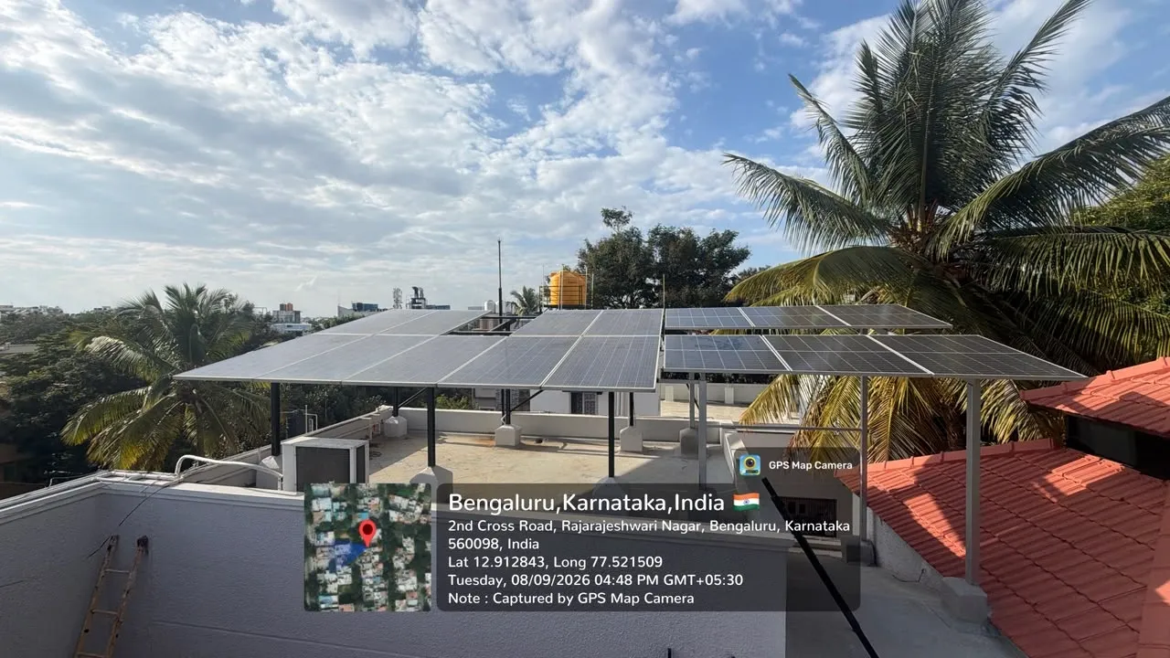 Solar Rooftop Installation Done in Bangalore by SNS Suntrix Pvt Ltd an authorized channel partner of Tata Power Solaroof