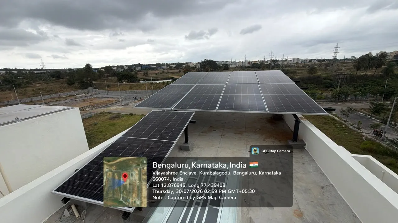 Solar Rooftop Installation Done in Bangalore by SNS Suntrix Pvt Ltd an authorized channel partner of Tata Power Solaroof