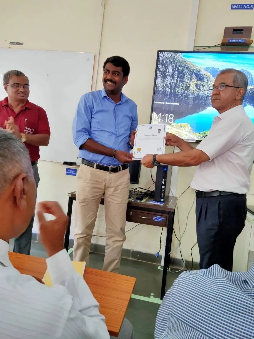 Our Director Mr. Srikanth Getting Certificate after Tata Solar Training