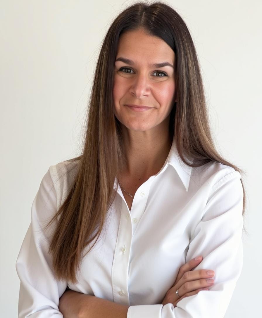 Annie Céleste, portrait en chemisier blanc