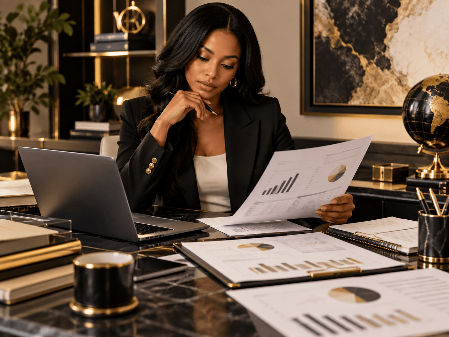 Business documents being reviewed
