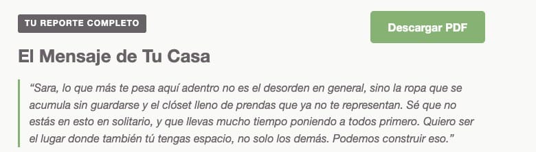 Ejemplo de El Mensaje de Tu Casa, una nota personal escrita desde la casa