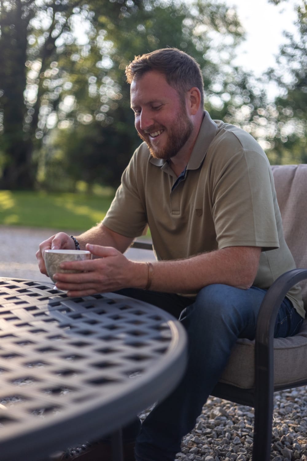 David Falconer enjoying a quiet moment outdoors