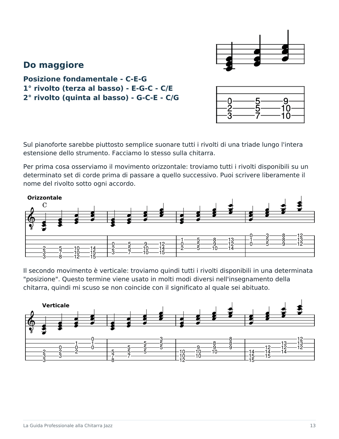 Pagina 13 della Guida italiana: rivolti delle triadi.