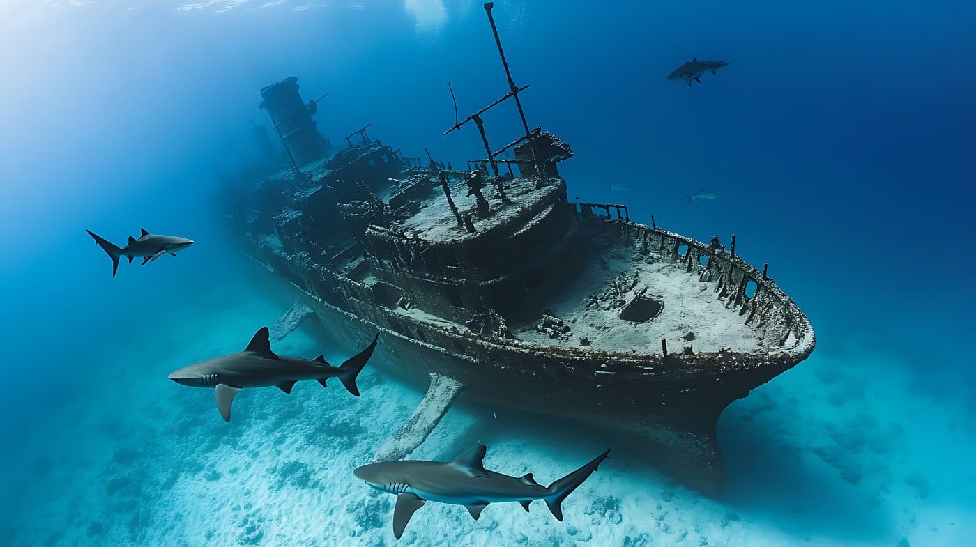 Shipwreck on the ocean floor