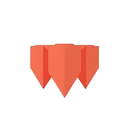 three connected angular shields