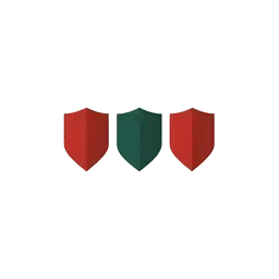 three connected angular shields