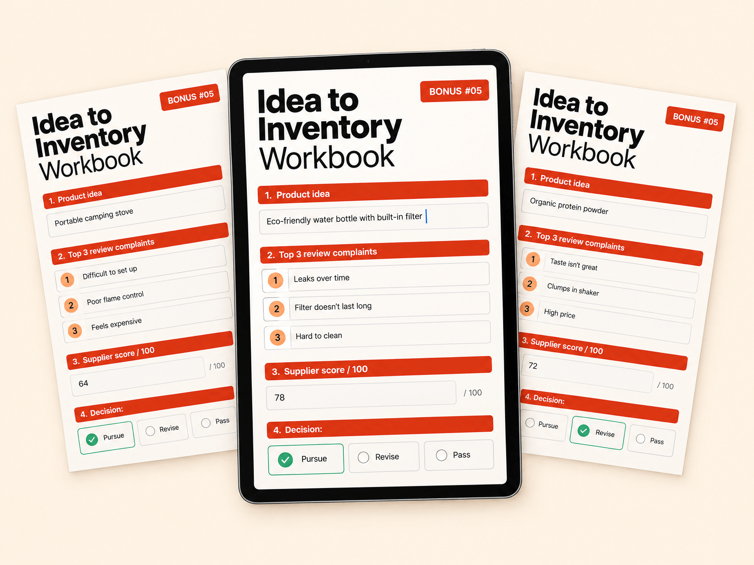 Fillable PDF workbook pages preview