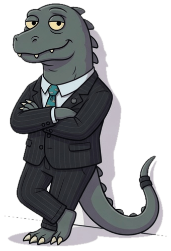 ExamZilla leaning with his arms crossed, looking confident