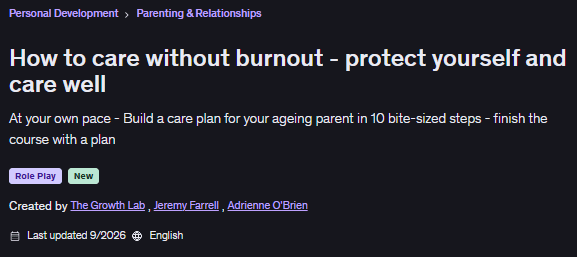 Training course for carers on how to develop a care plan and agreement with family