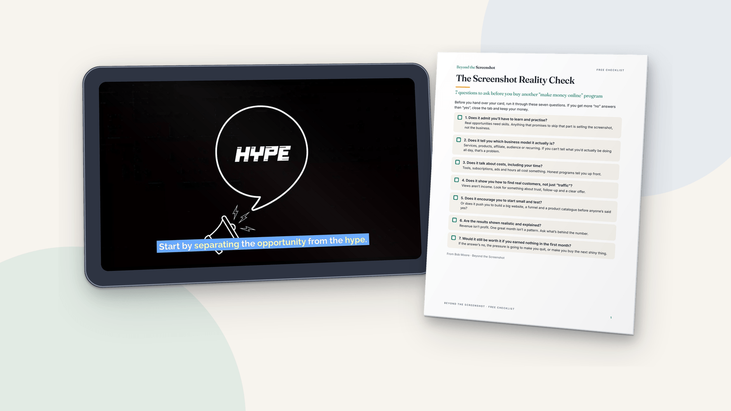 Free video lesson and Screenshot Reality Check checklist