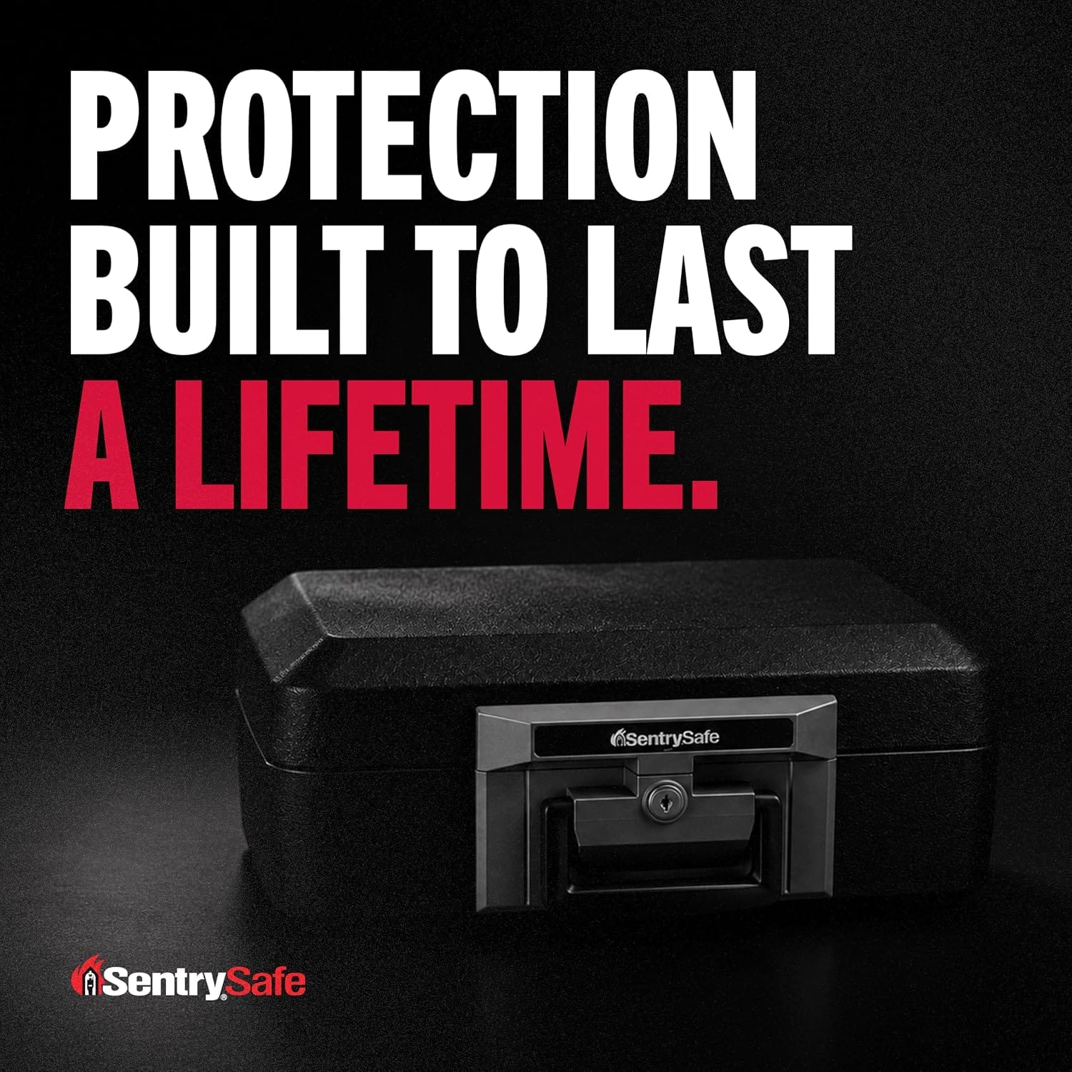 SentrySafe fireproof box with key lock and handle