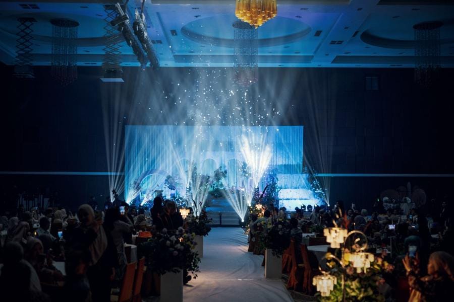 Ballroom with stage lighting