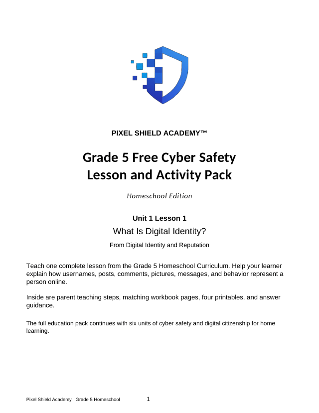 Actual 5th Grade free lesson cover
