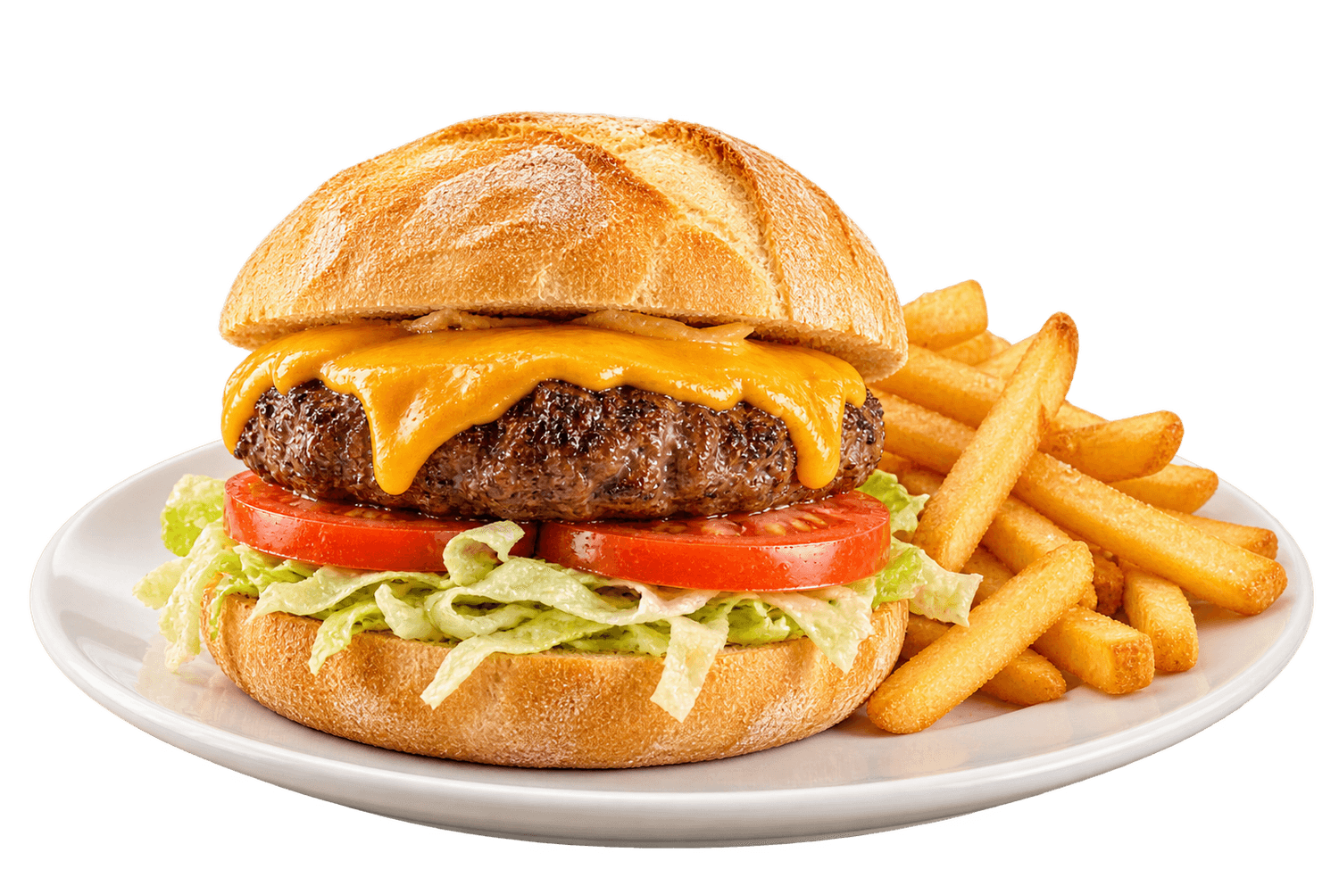 Hamburger Alex con cheddar e patatine