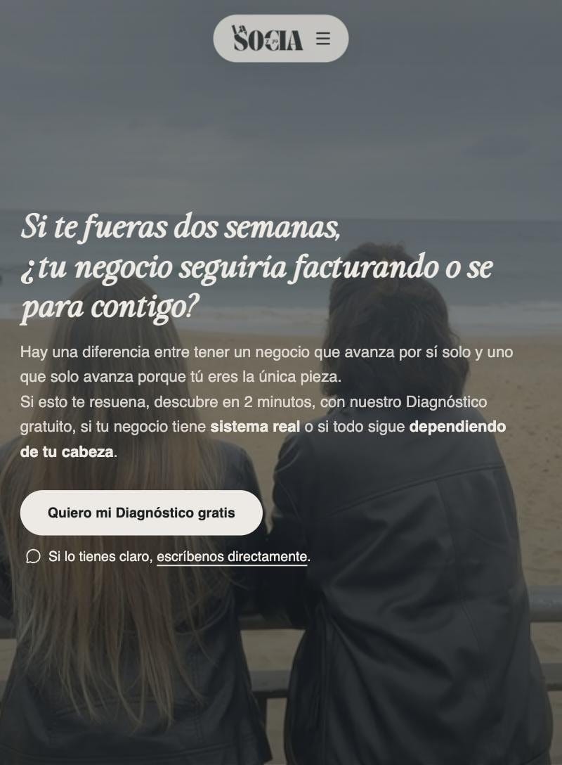 Página de inicio de la web de La Socia y Yo